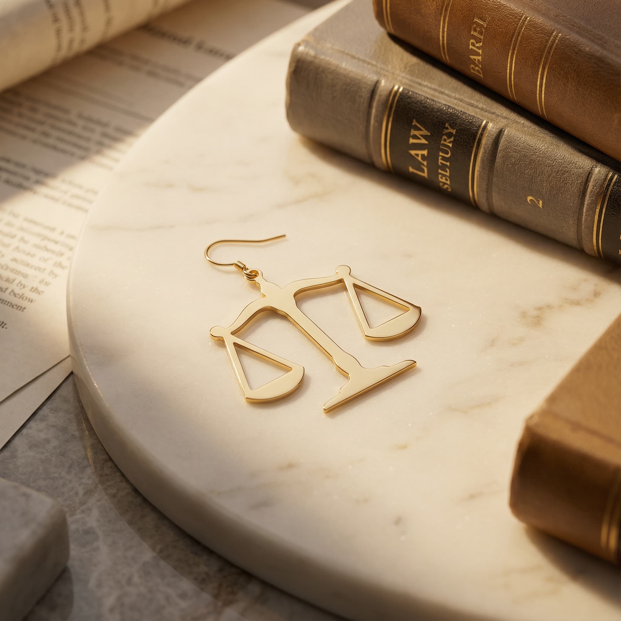 Adalet Terazisi Figürlü 925 Ayar Gümüş Küpe 